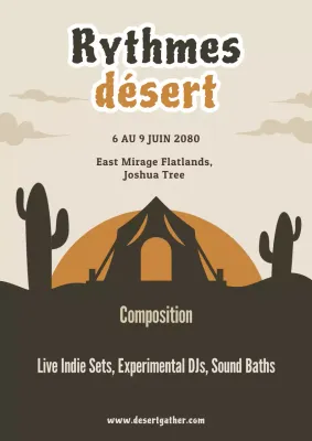 Affiche d'annonce d'événement musical rétro marron