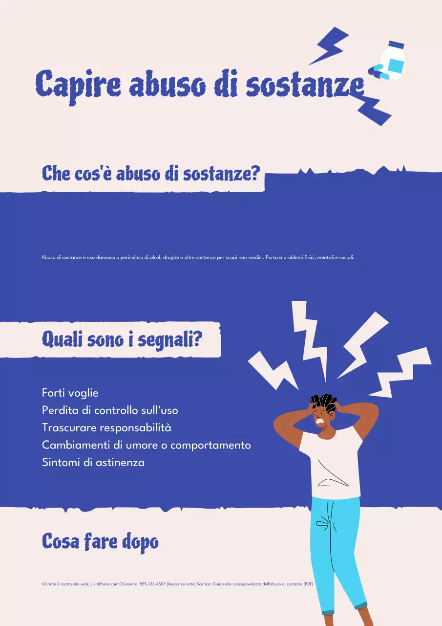 Poster della guida alla consapevolezza delle sostanze moderne rosse