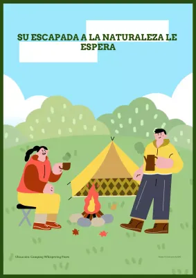 Póster de acampada en la montaña