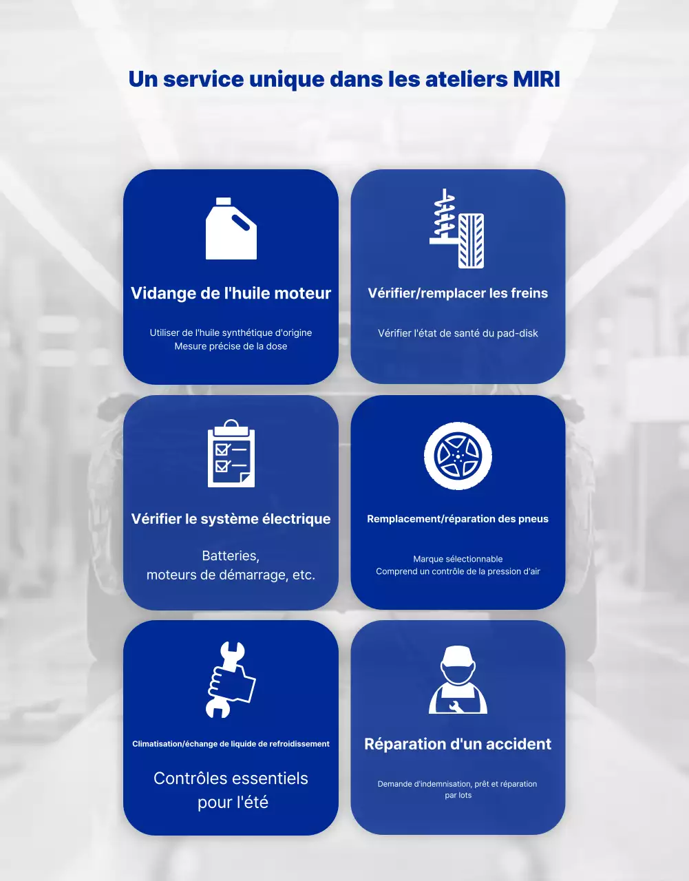 Publicité sur l'entretien des voitures grises modernes