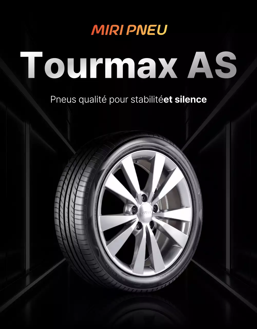 Publicité pour un pneu de voiture moderne noir