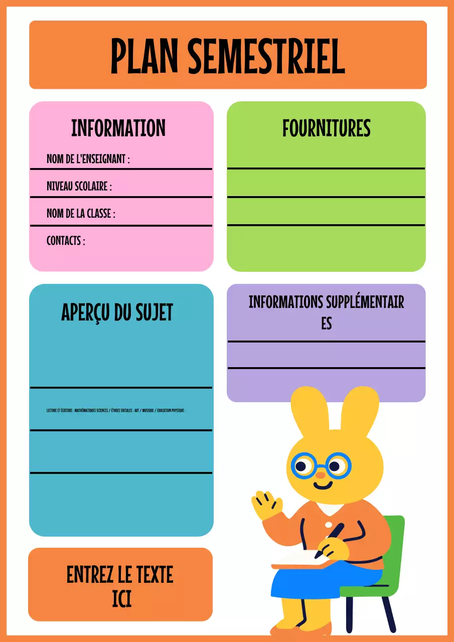 Affiche du programme de cours