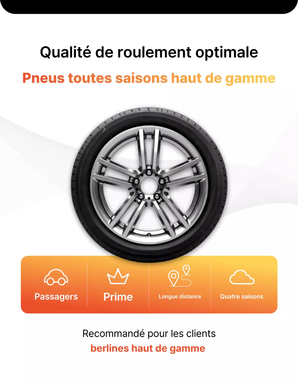 Publicité pour un pneu de voiture moderne noir