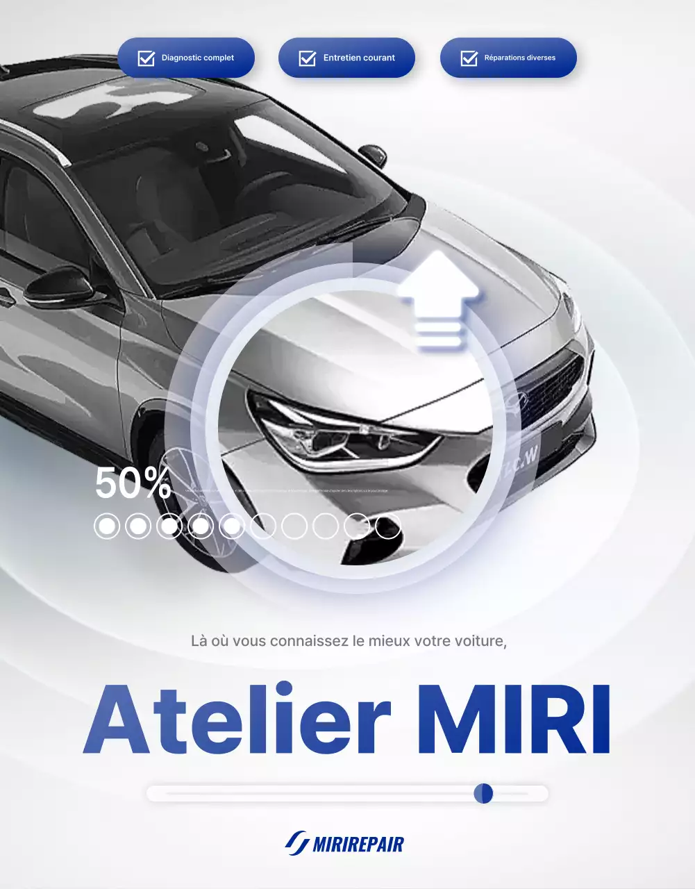 Publicité sur l'entretien des voitures grises modernes