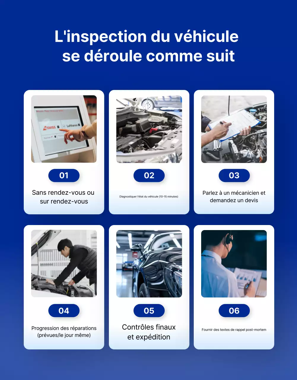 Publicité sur l'entretien des voitures grises modernes