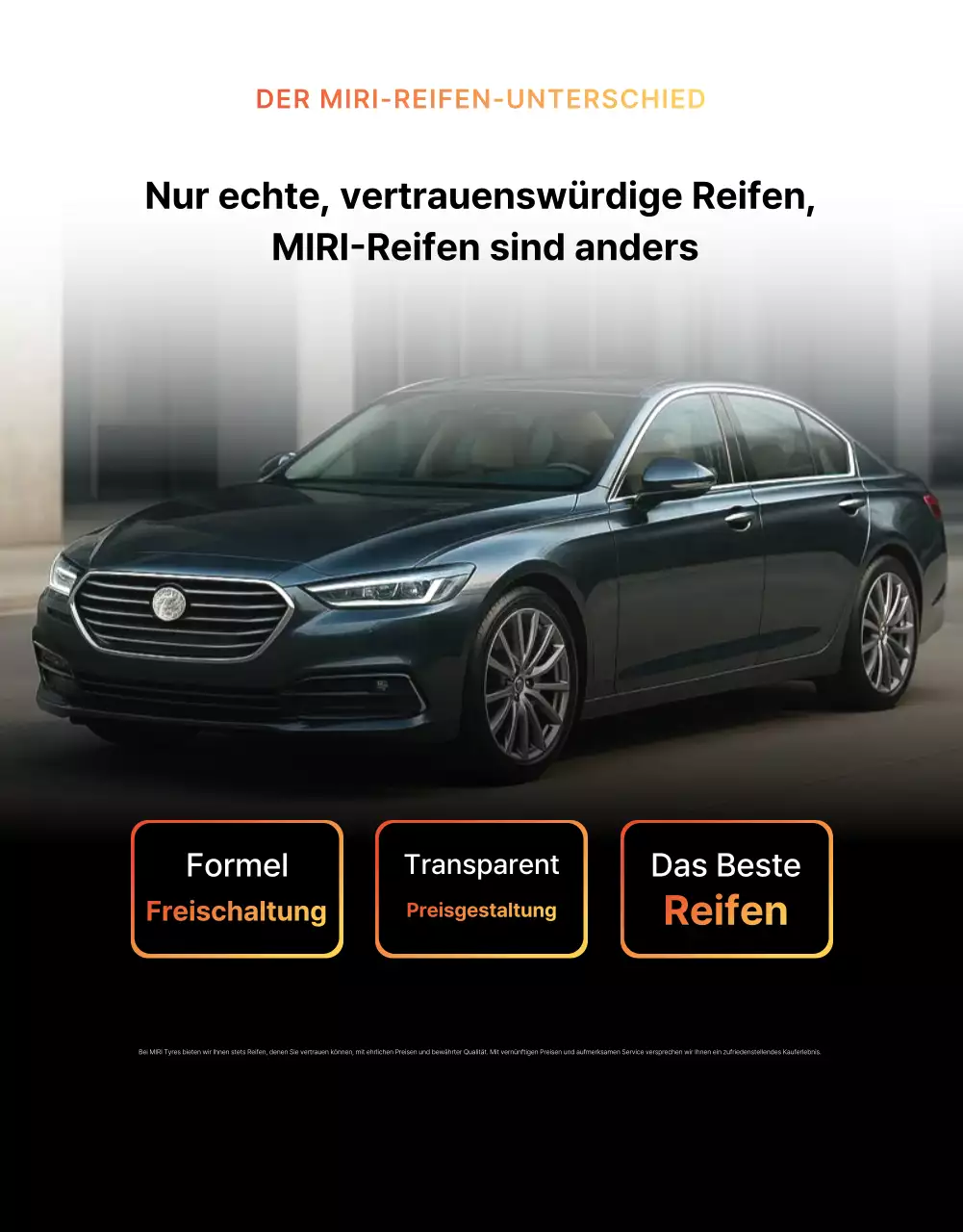Schwarze moderne Autoreifenwerbung