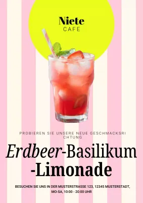 Minimalistisches Getränke-Werbeplakat im Retro-Stil in Rosa und Beige