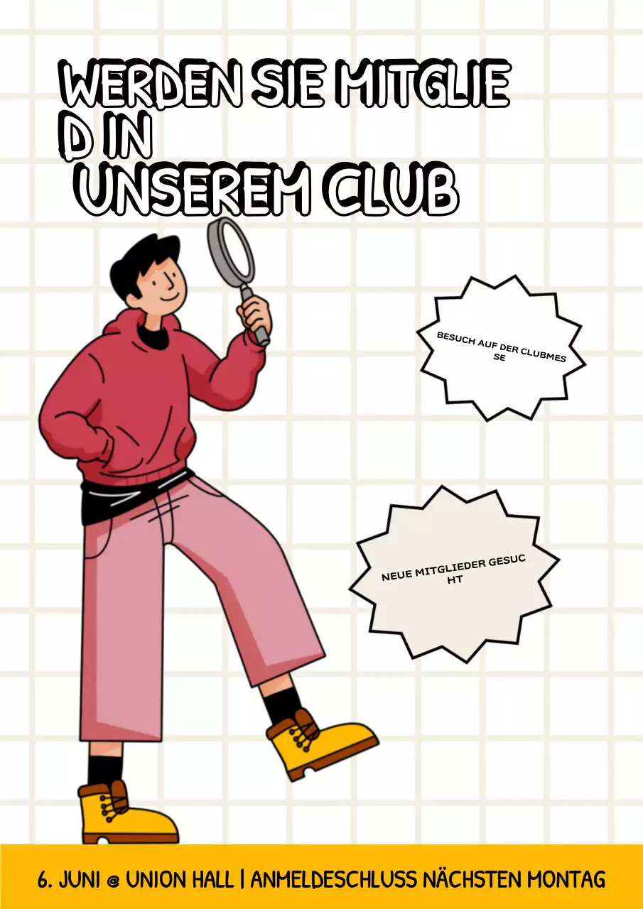 Poster zur Rekrutierung von Universitätsclubs