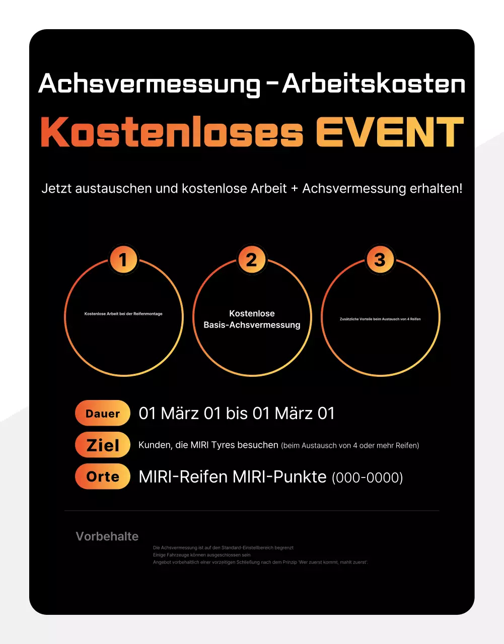 Schwarze moderne Autoreifenwerbung