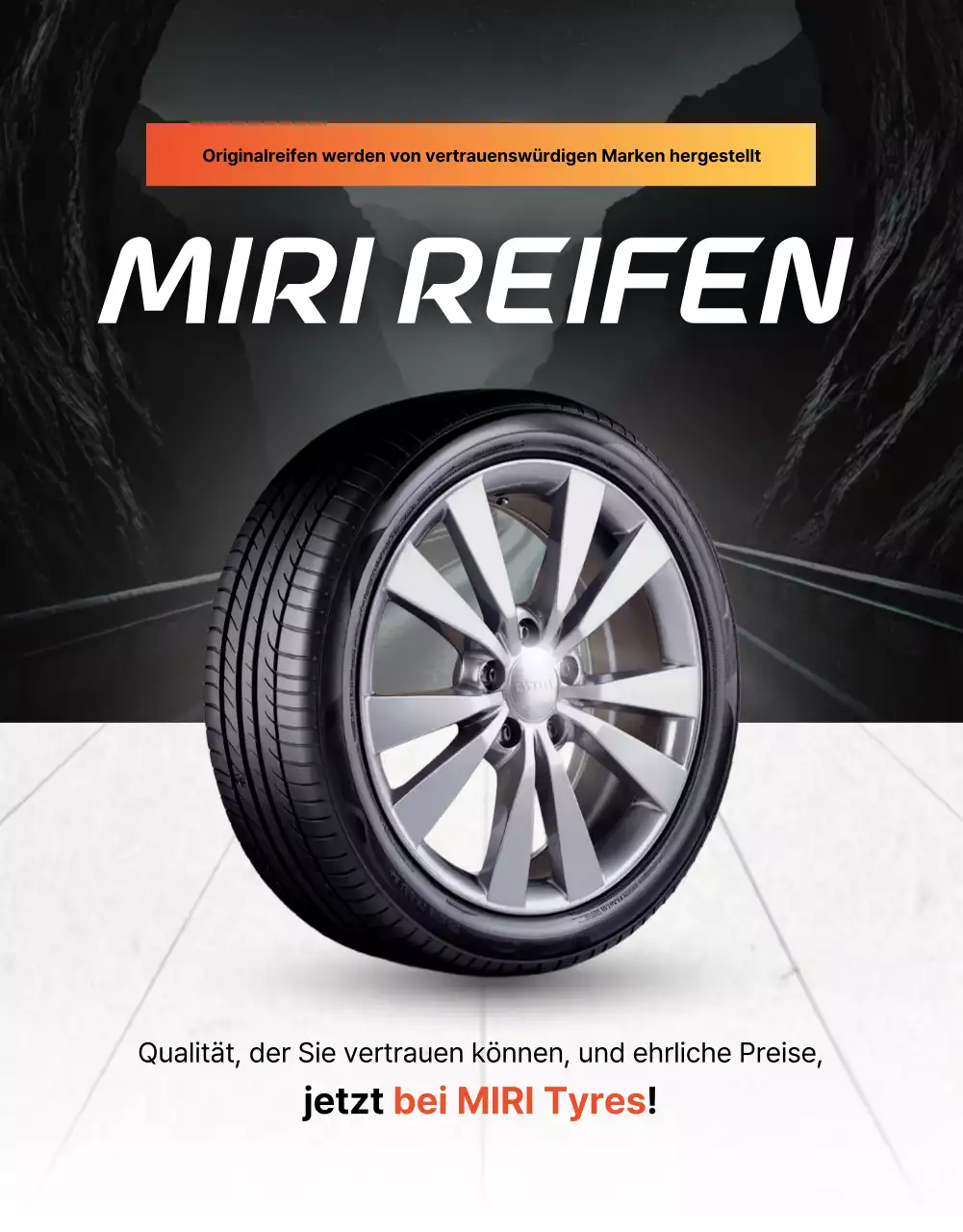 Schwarze moderne Autoreifenwerbung