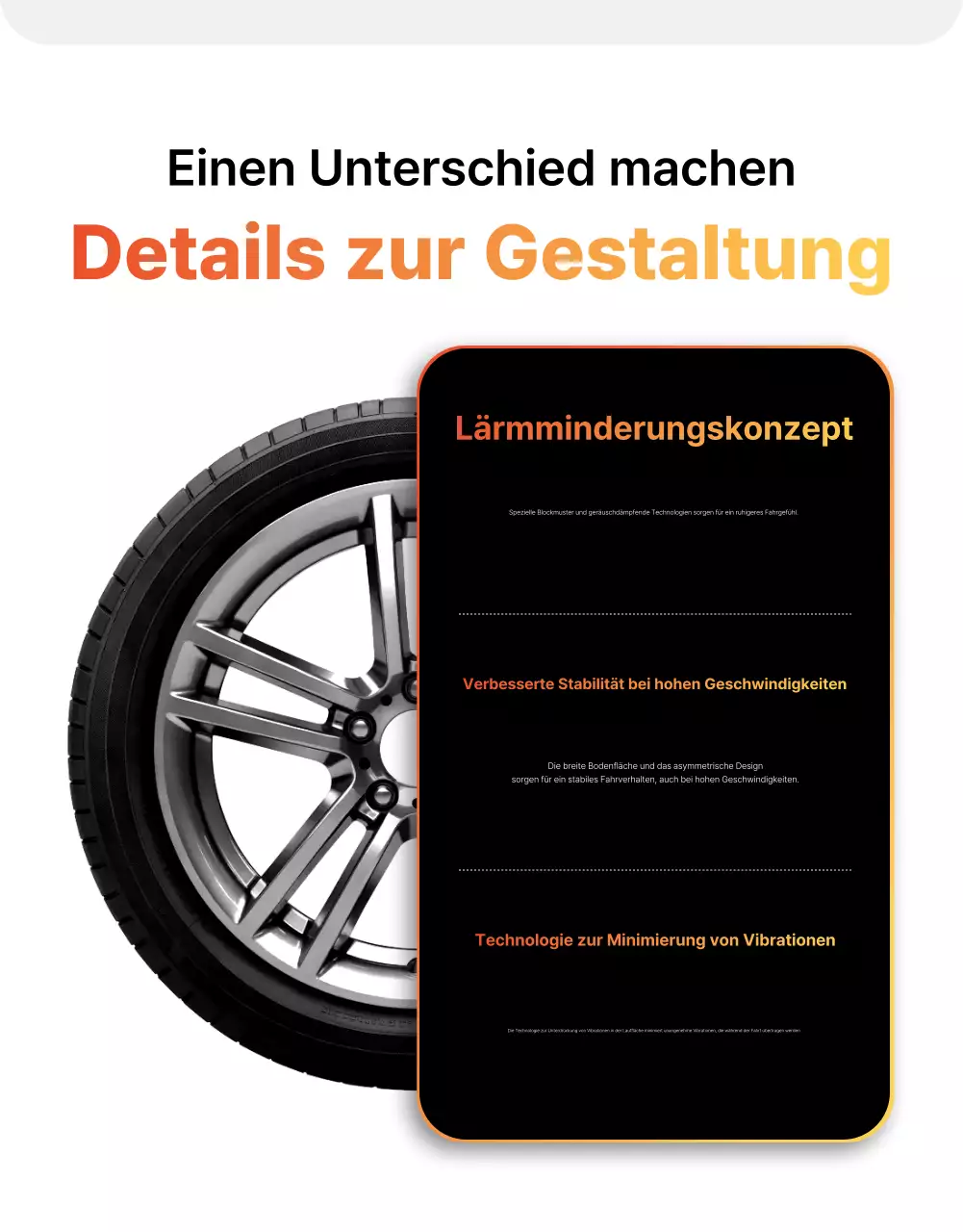Schwarze moderne Autoreifenwerbung