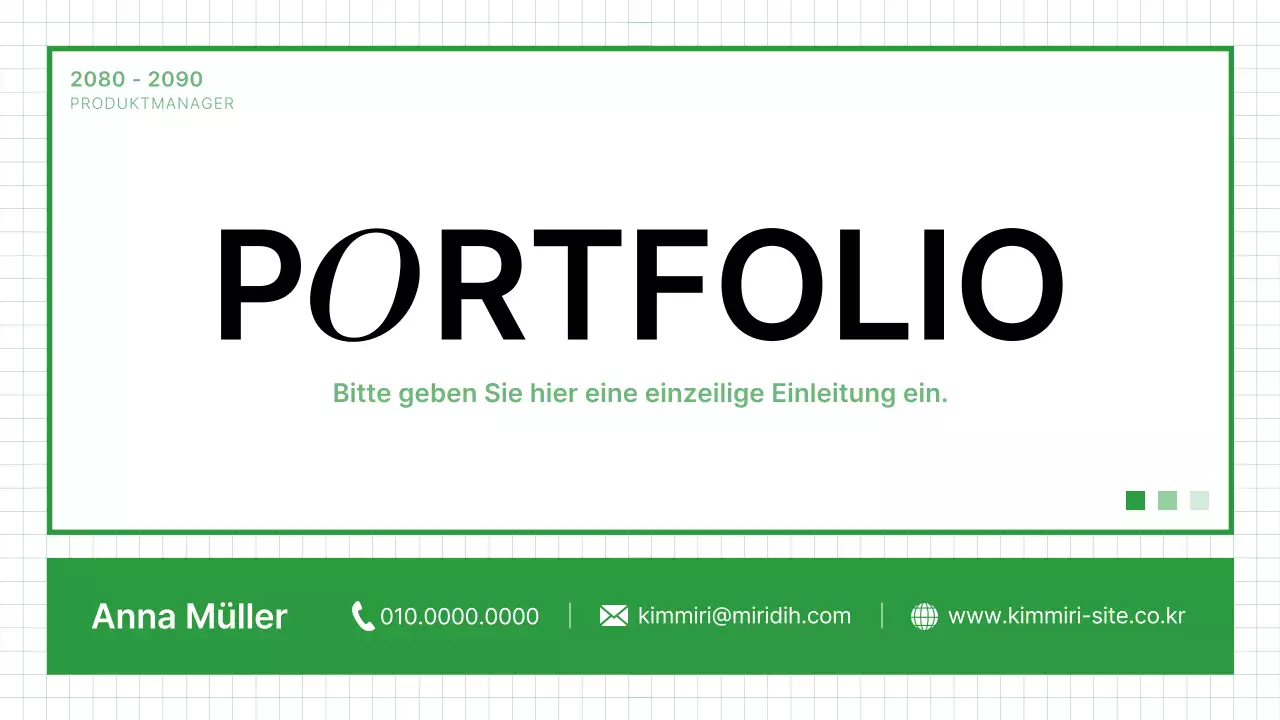 Grüne saubere Portfolio-Visitenkarte