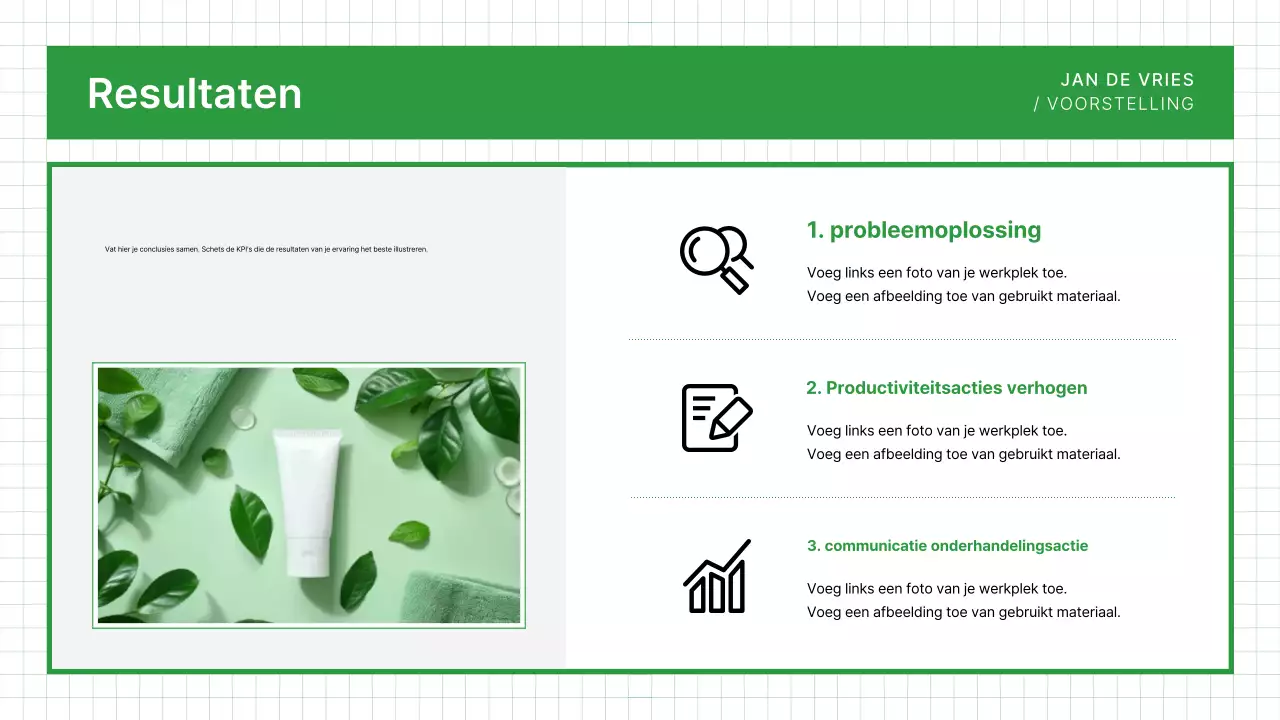 Groen schoon portfolio visitekaartje