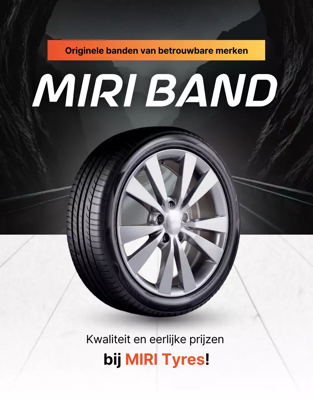 Advertentie voor zwarte moderne autobanden