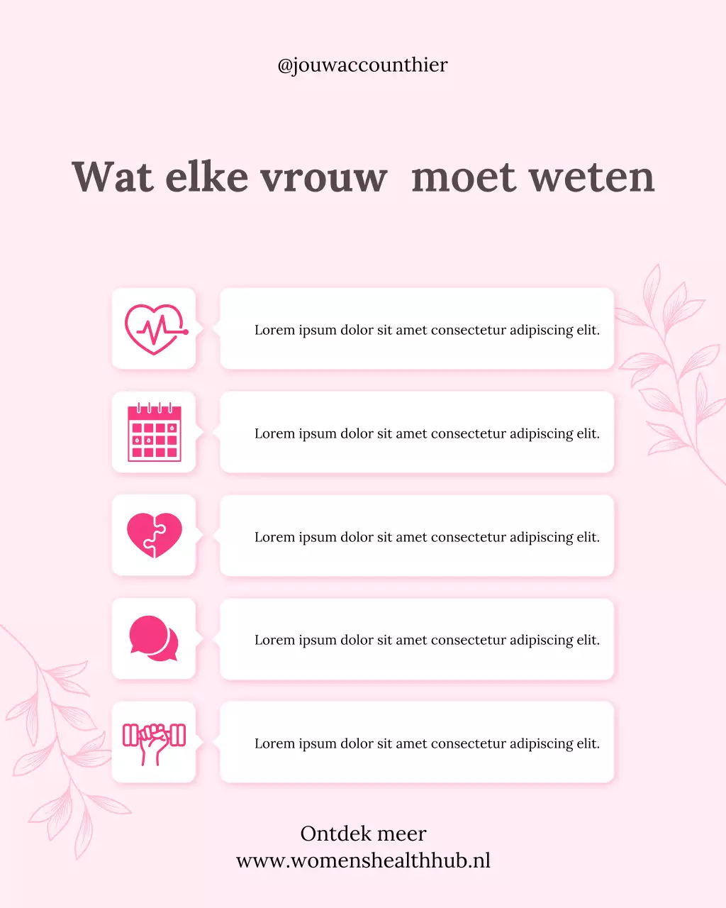 Roze Instagram-bericht over de moderne gezondheidsgids