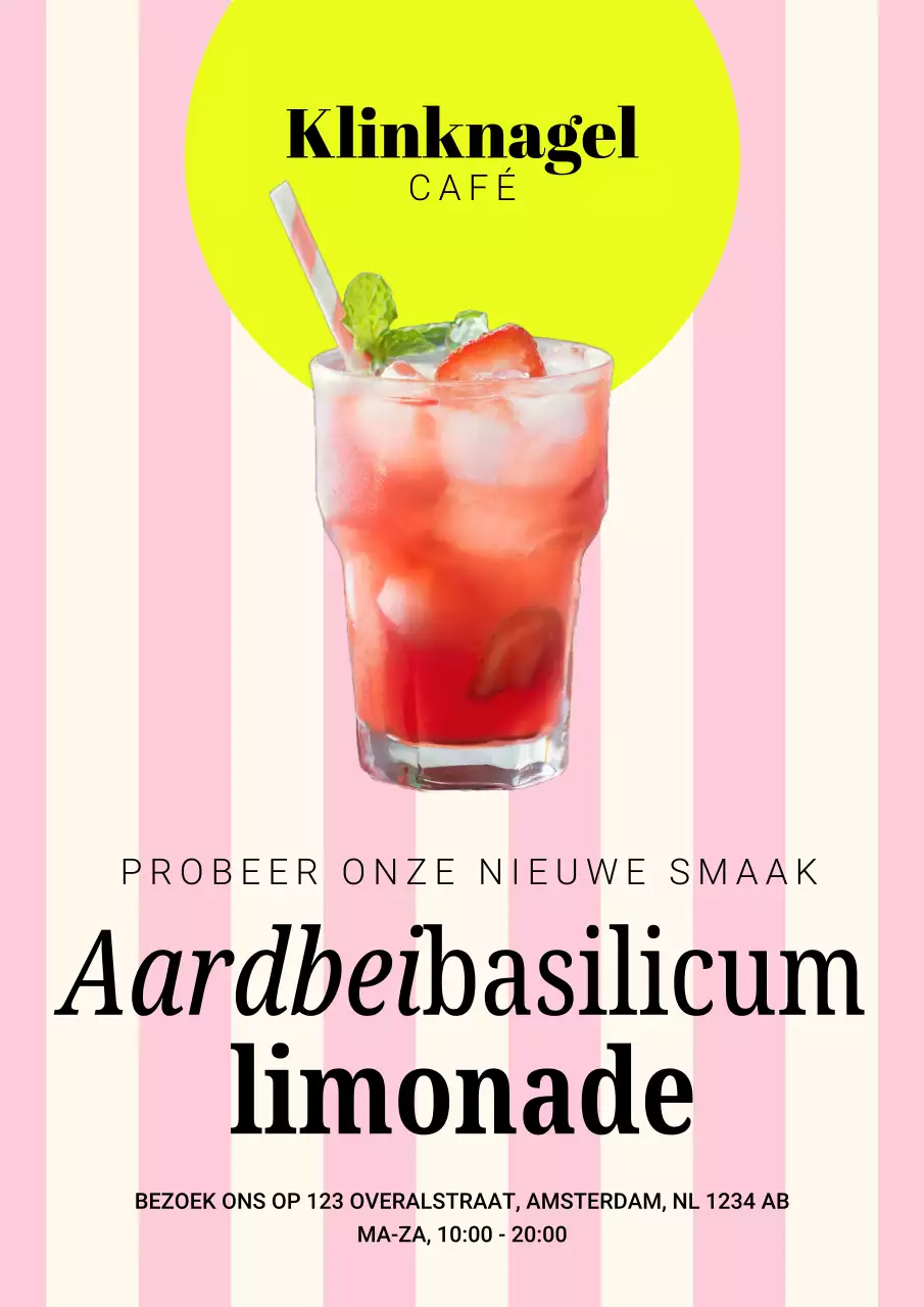 Roze en beige retro minimalistische drankpromotieposter