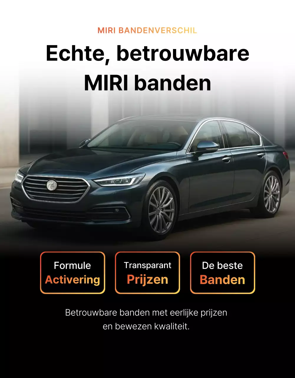 Advertentie voor zwarte moderne autobanden