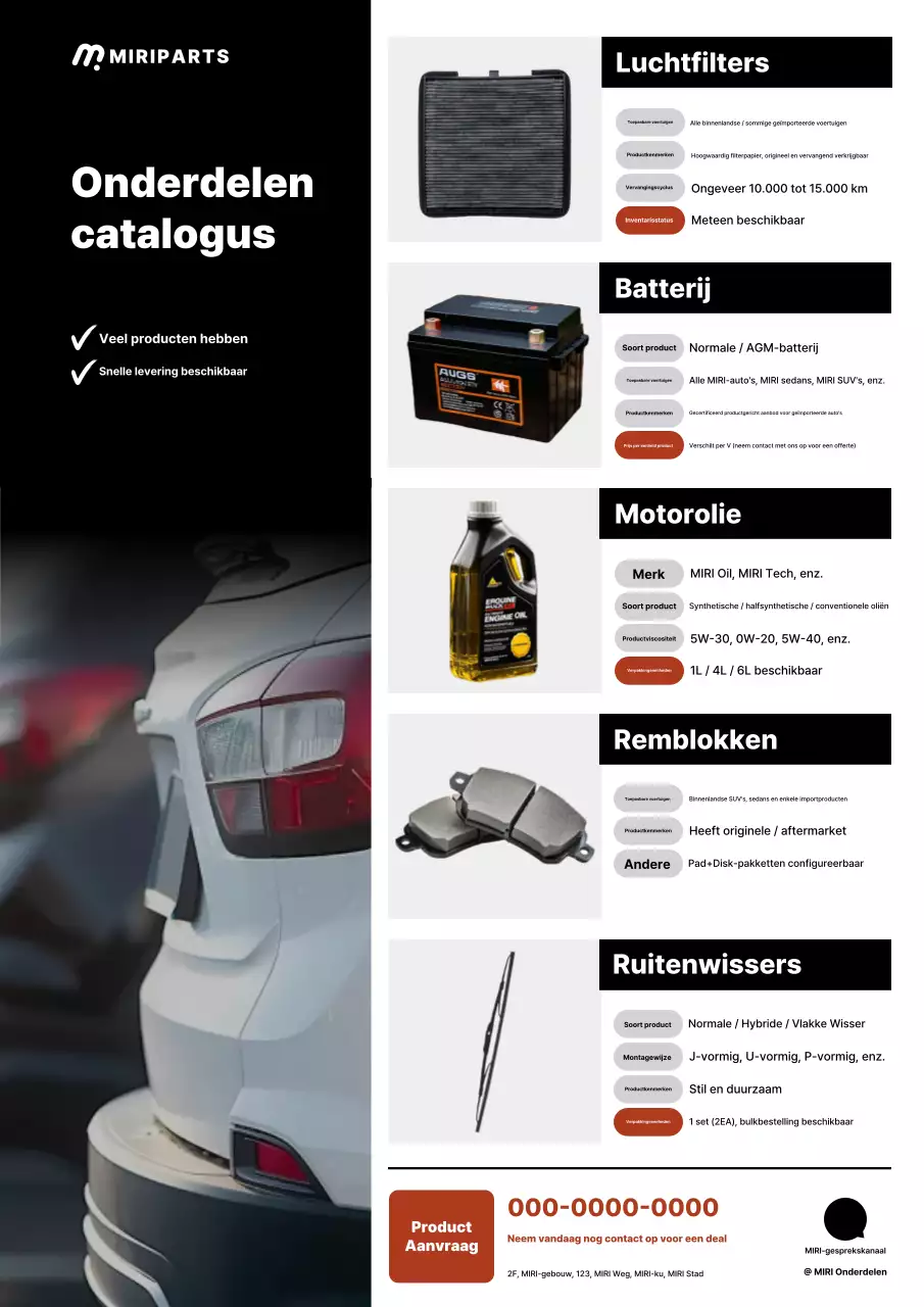 Zwarte moderne auto-onderdelencatalogus