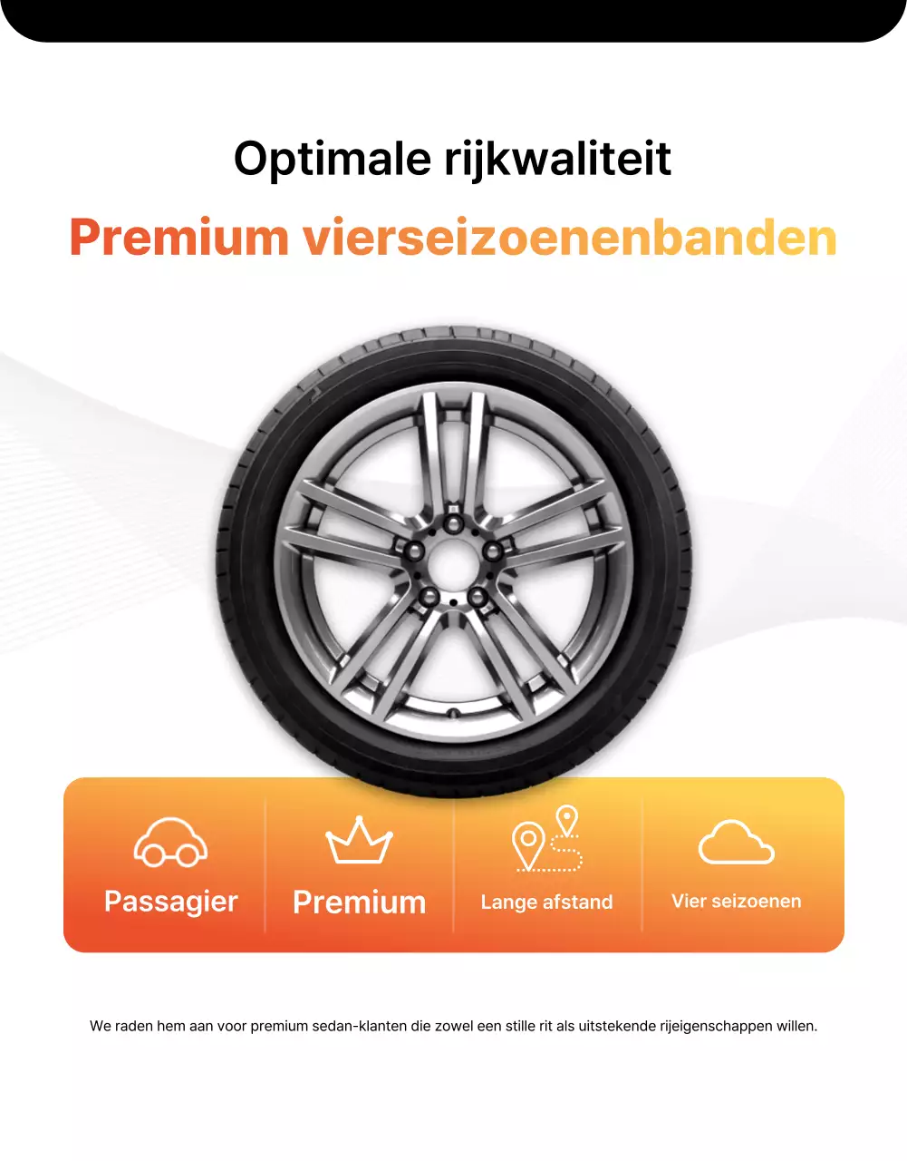 Advertentie voor zwarte moderne autobanden