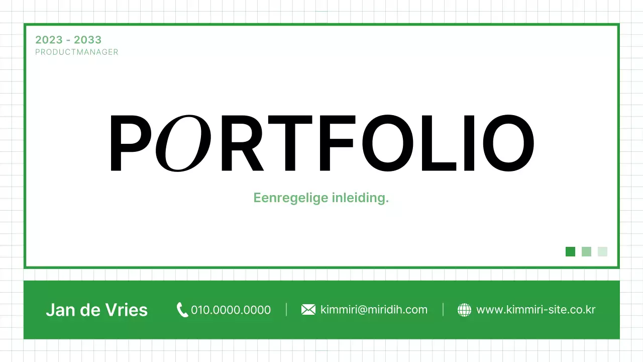 Groen schoon portfolio visitekaartje