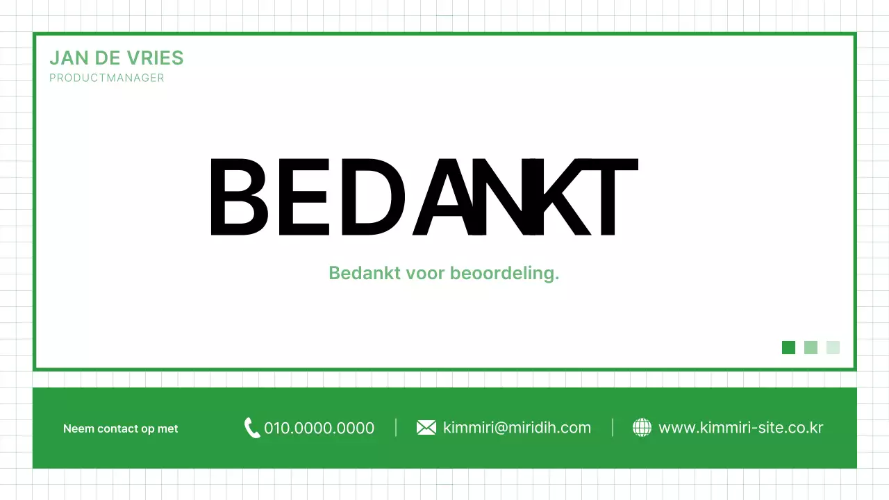 Groen schoon portfolio visitekaartje