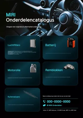 Blauwe moderne auto-onderdelencatalogus