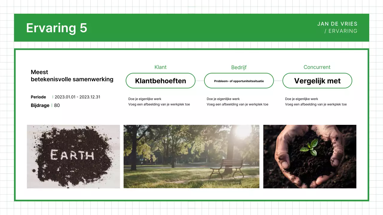 Groen schoon portfolio visitekaartje