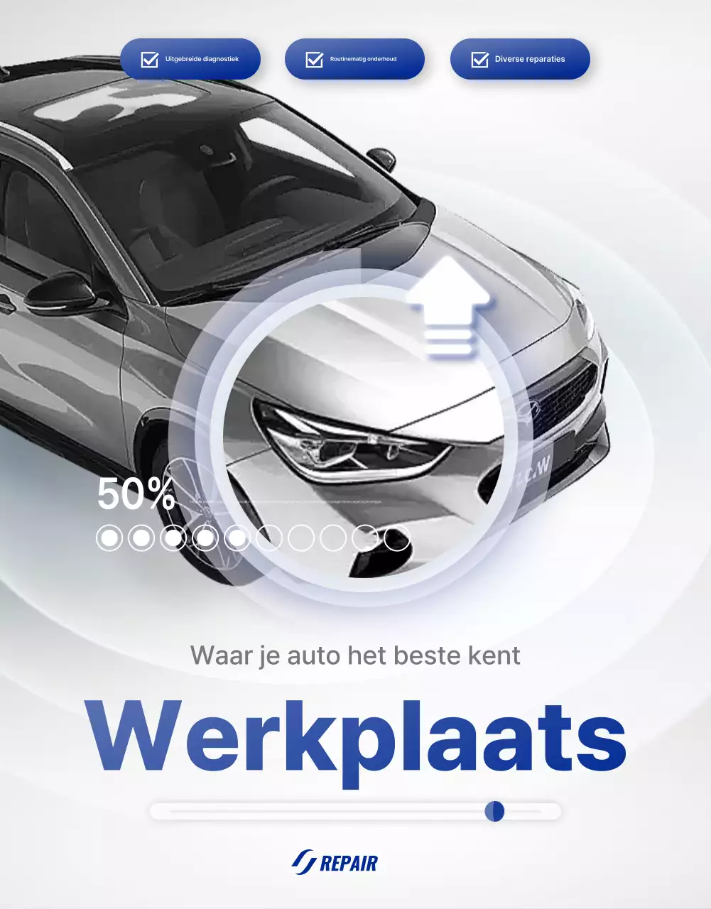 Grijze moderne auto-onderhoudsadvertentie