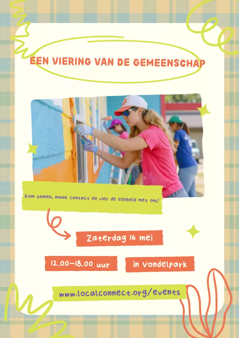 Paarse poster voor modern gemeenschapsevenement