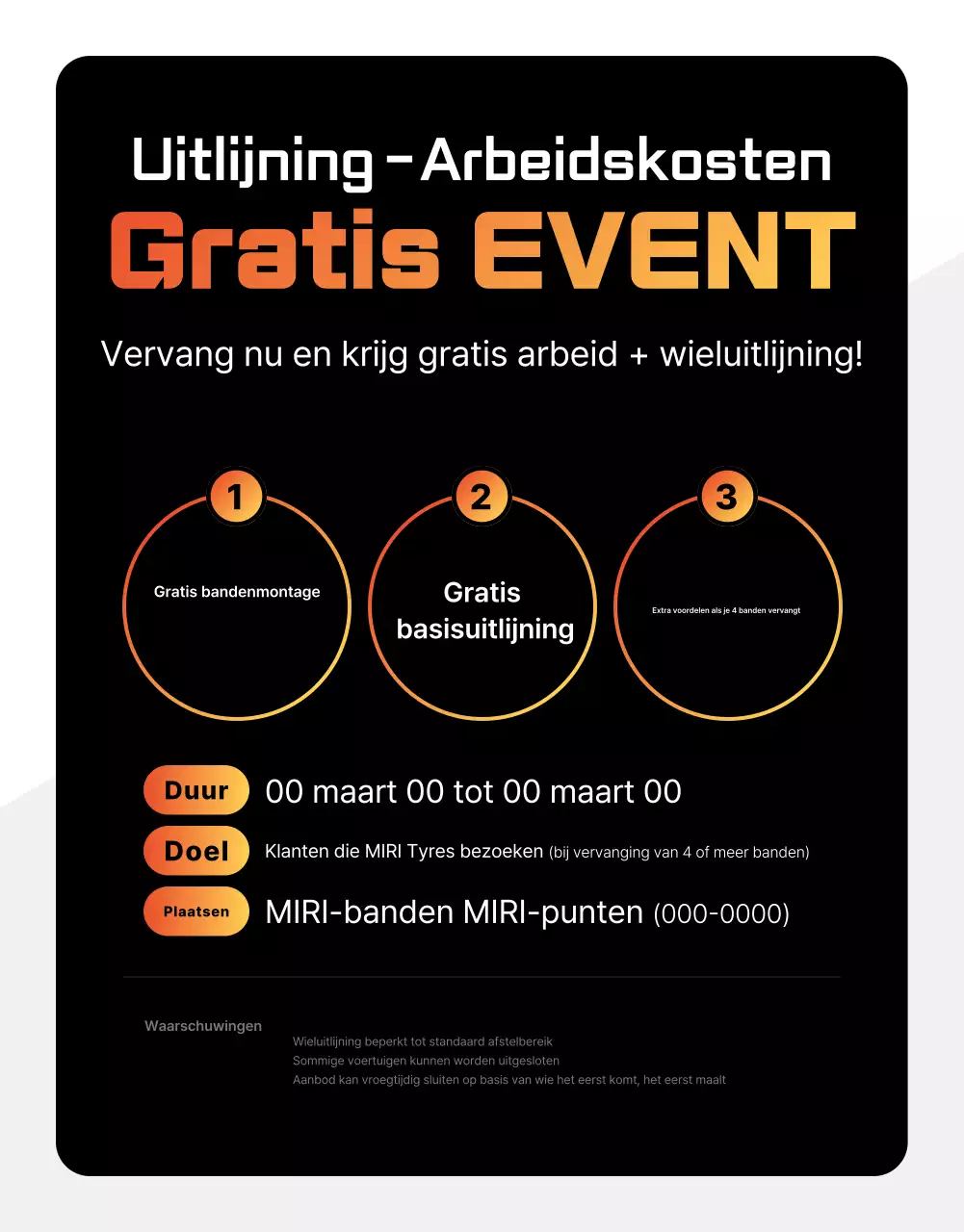 Advertentie voor zwarte moderne autobanden