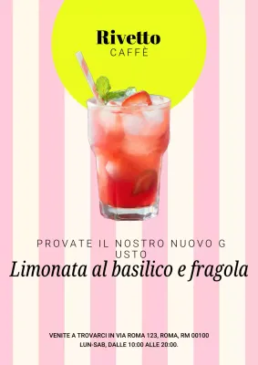 Poster promozionale di bevande retrò minimaliste rosa e beige