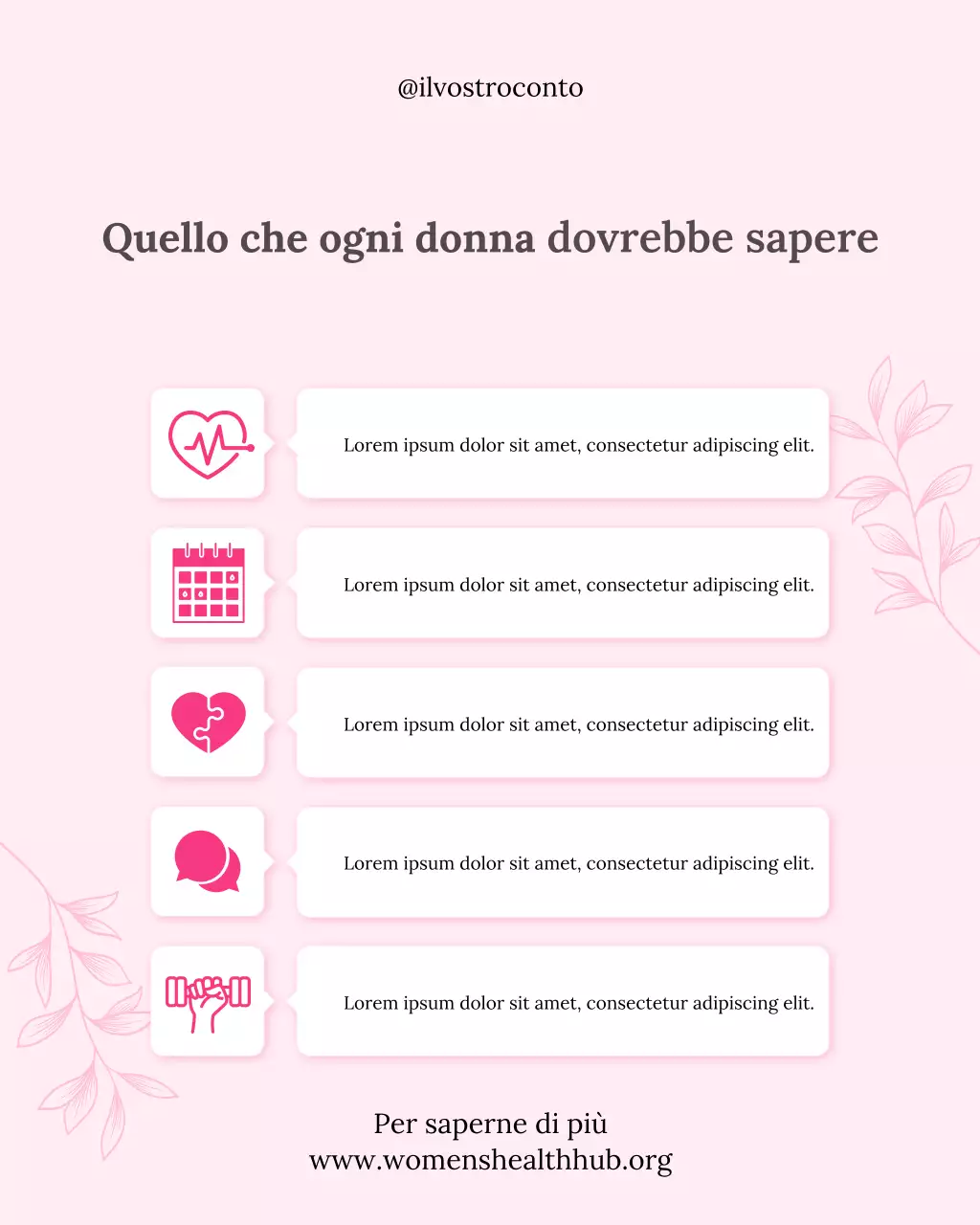 Post Instagram della guida alla salute moderna rosa