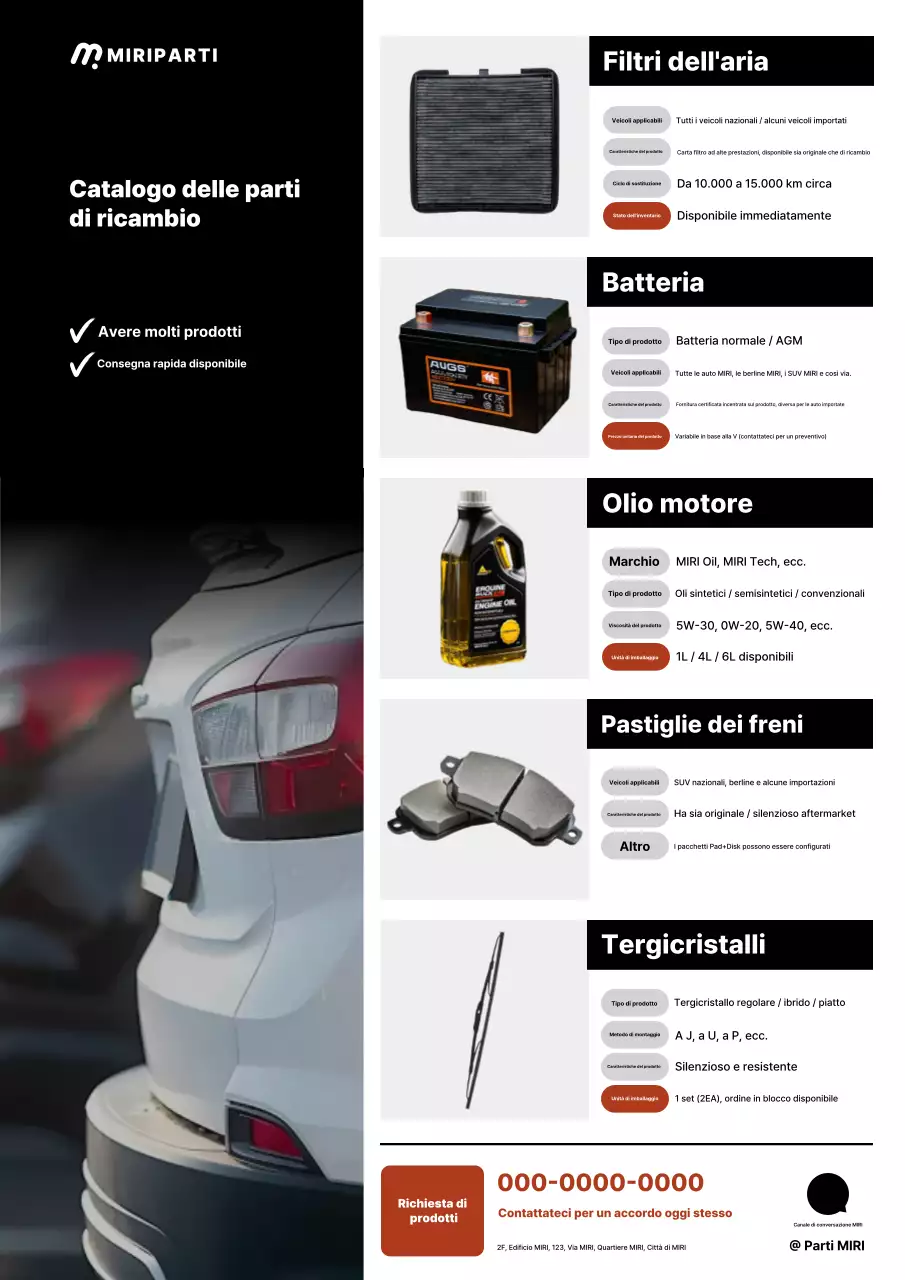 Catalogo ricambi auto moderni neri