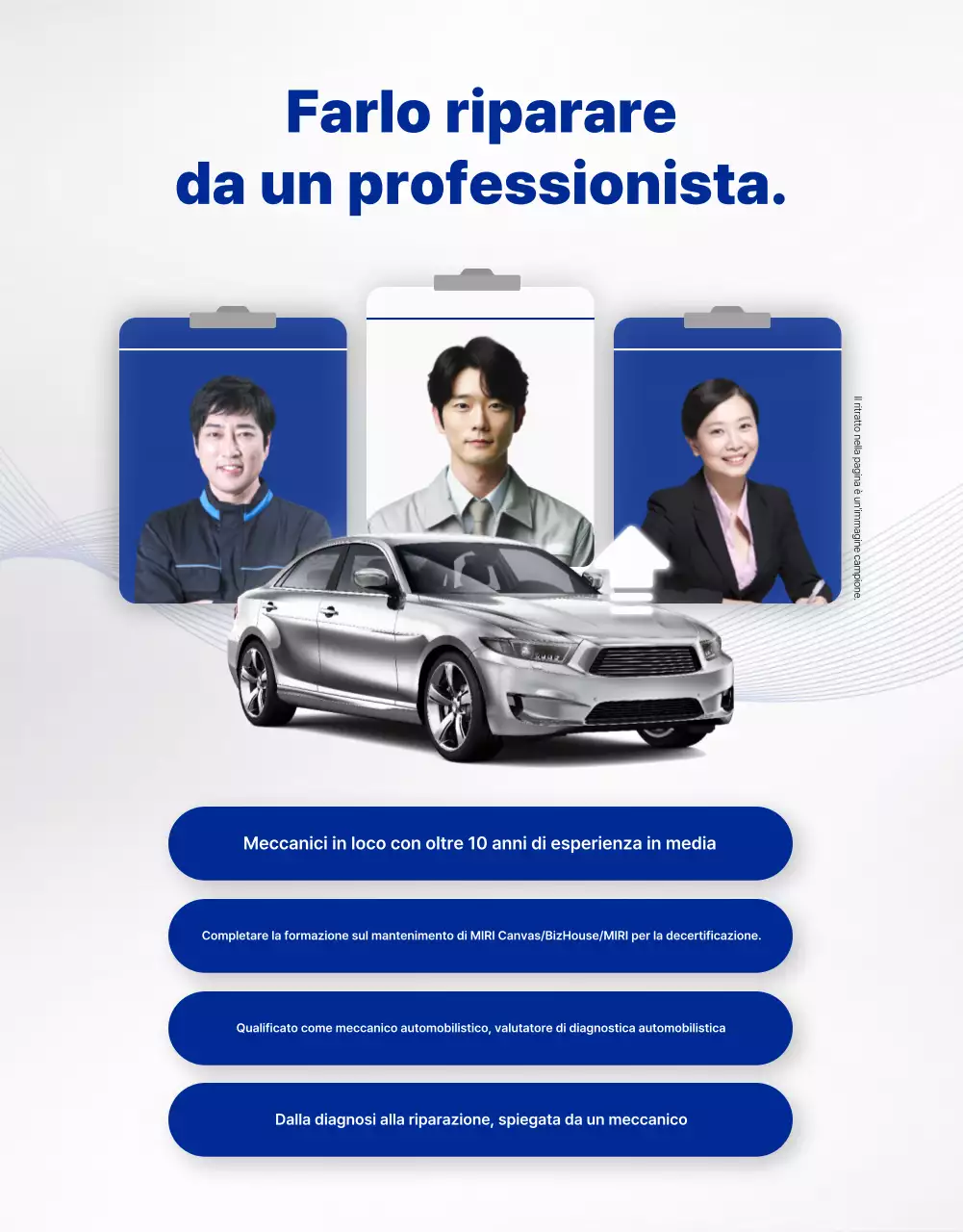 Pubblicità di manutenzione auto moderna grigia