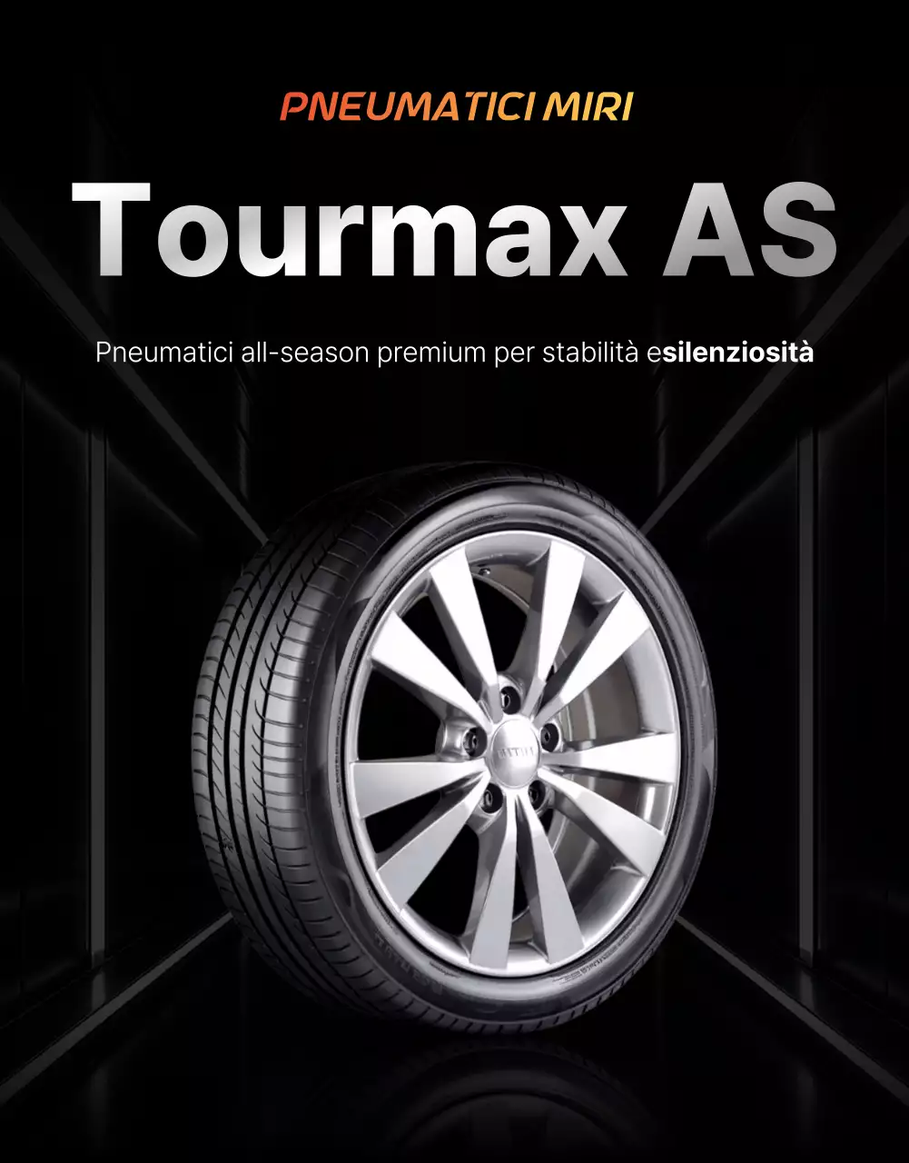 Pubblicità di pneumatici per auto moderni neri