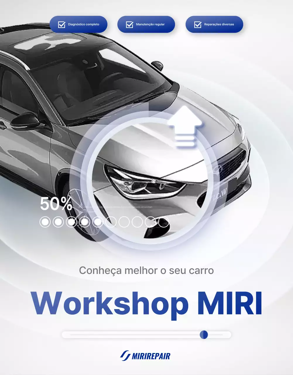 Anúncio de manutenção de carro moderno cinza