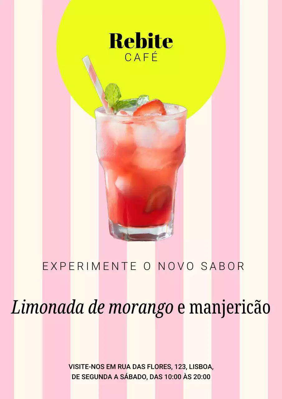 Pôster promocional de bebidas minimalista retrô rosa e bege