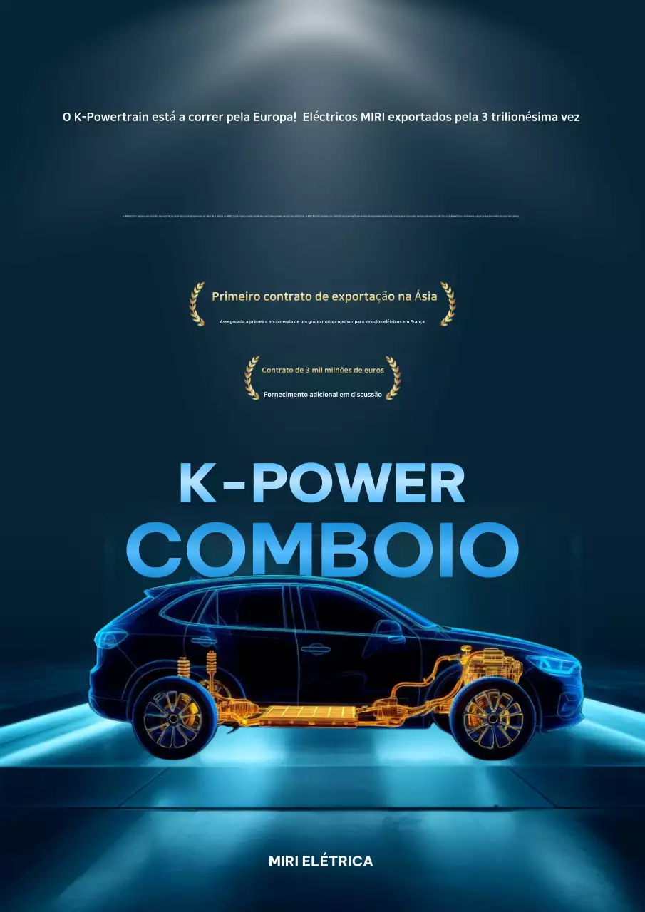 Anúncio de carro elétrico moderno azul