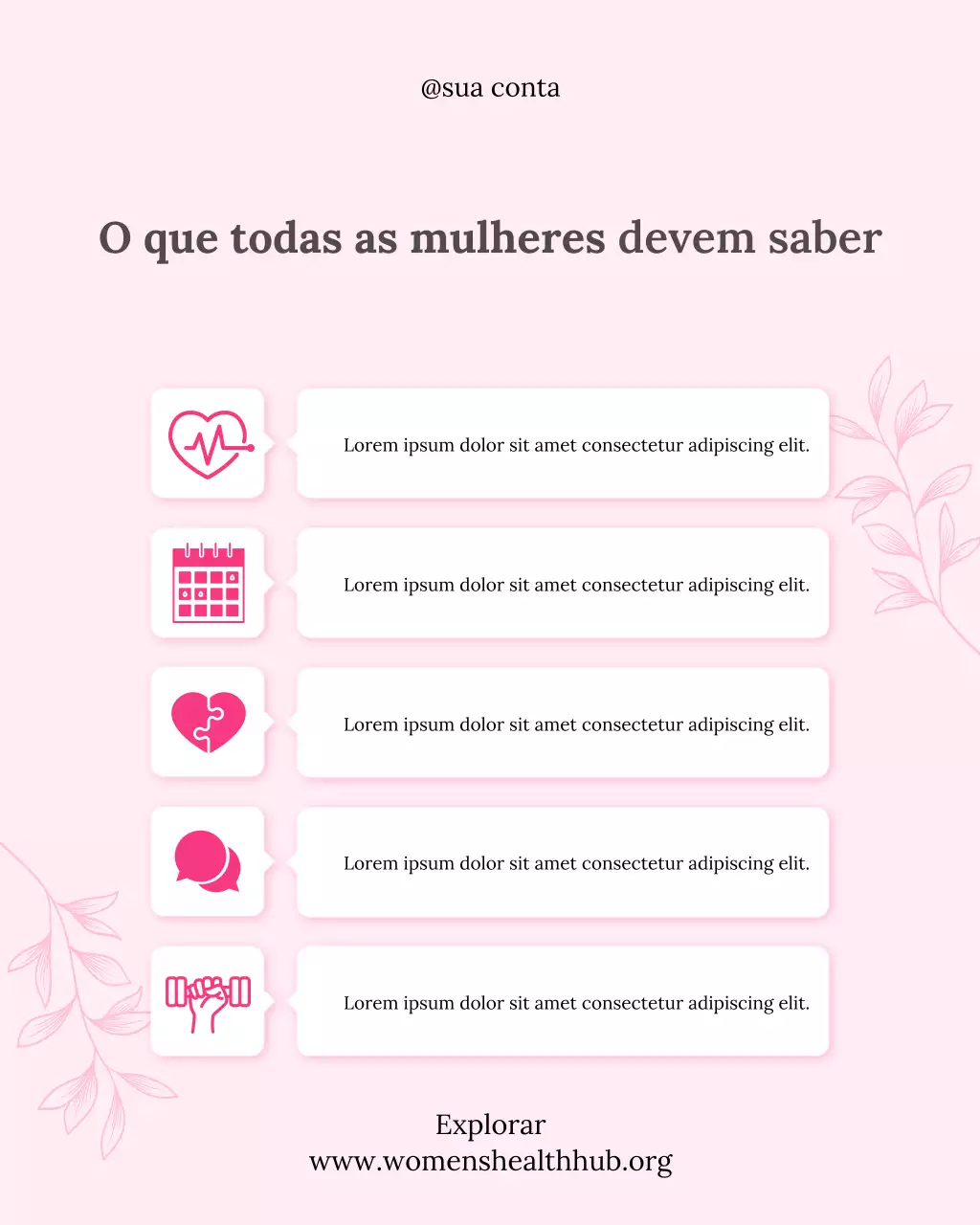 Guia de saúde moderno rosa - publicação no Instagram