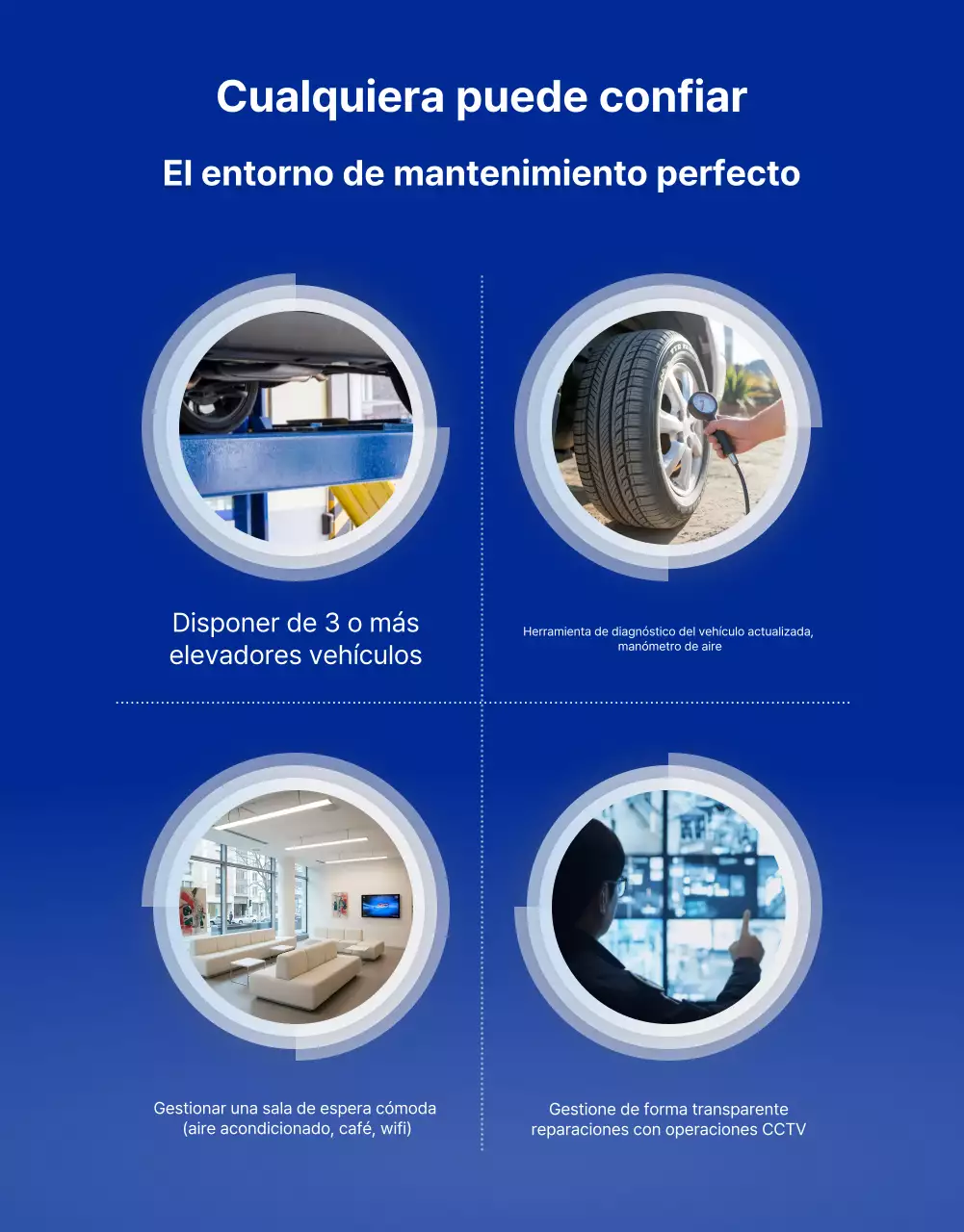 Anuncio de mantenimiento de coches modernos de color gris