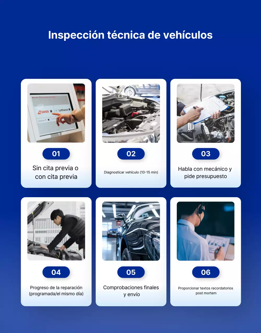 Anuncio de mantenimiento de coches modernos de color gris