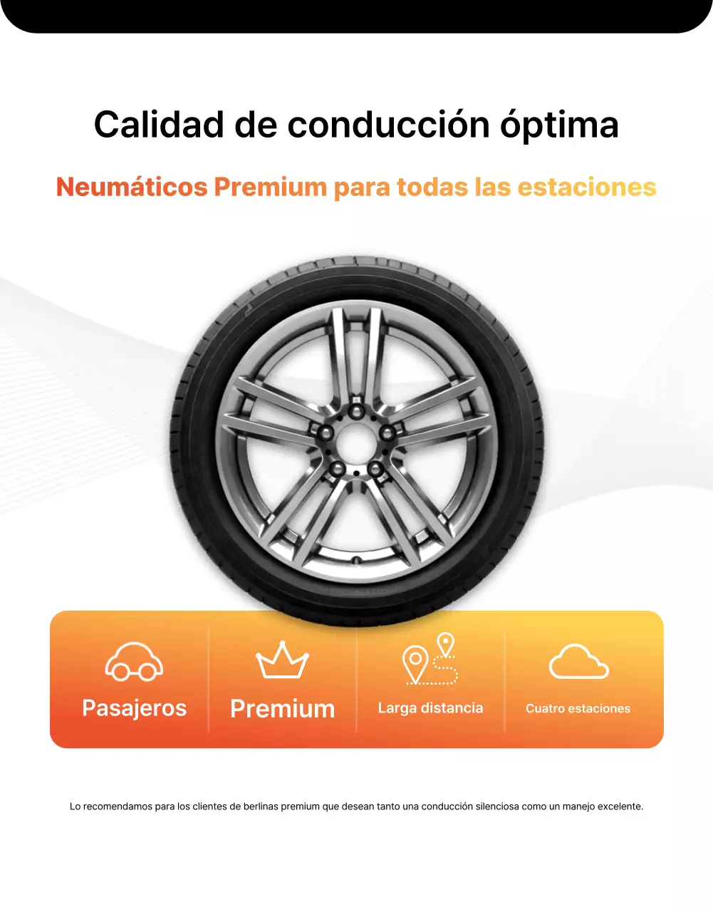 Anuncio de neumáticos de coche modernos de color negro