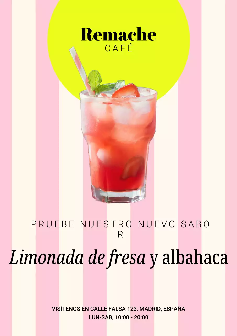 Póster promocional de bebidas minimalista retro en rosa y beige