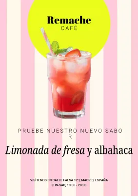 Póster promocional de bebidas minimalista retro en rosa y beige