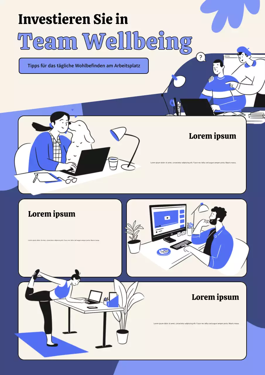 Lila-weißes Poster zum Arbeitsplatz-Wellnessprogramm