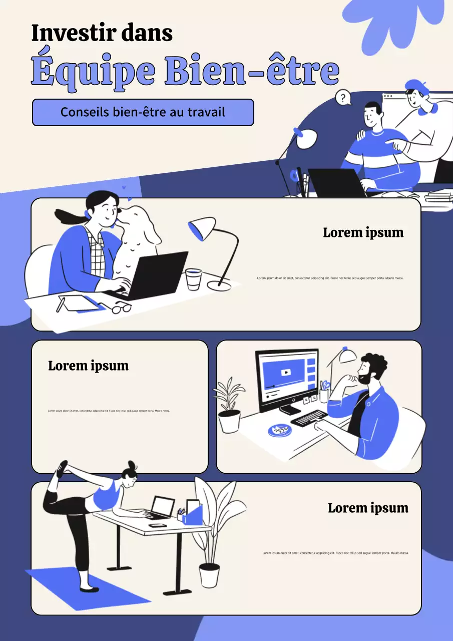 Affiche violette et blanche du programme de bien-être au travail