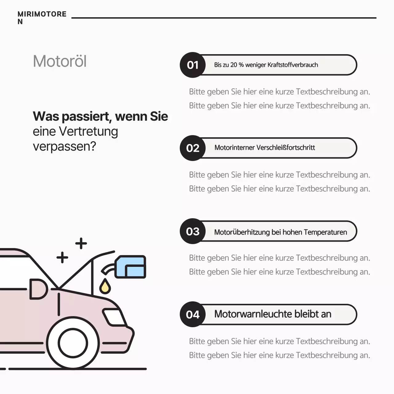 Eine einfache Anleitung zur Autowartung in Weiß und Schwarz