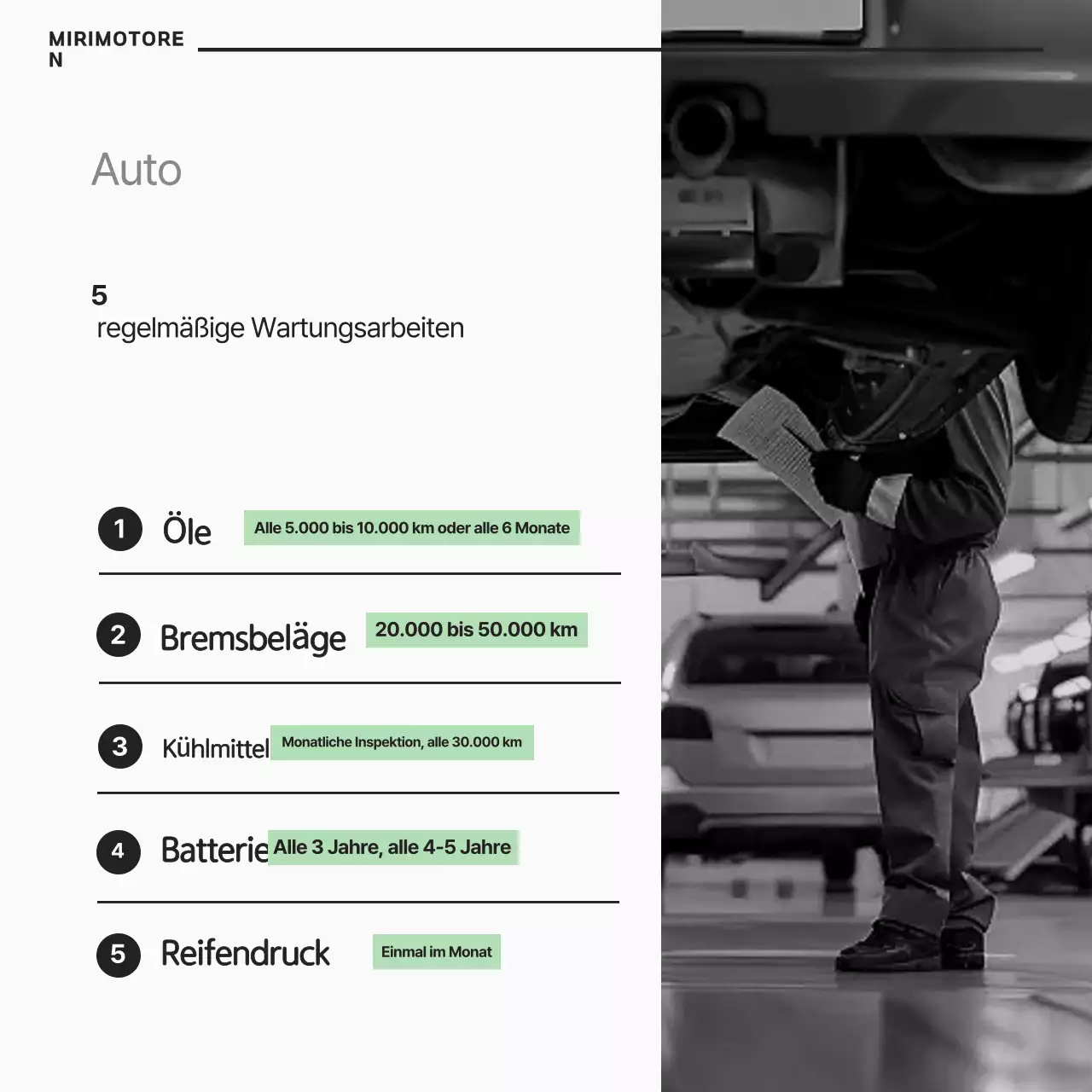 Eine einfache Anleitung zur Autowartung in Weiß und Schwarz