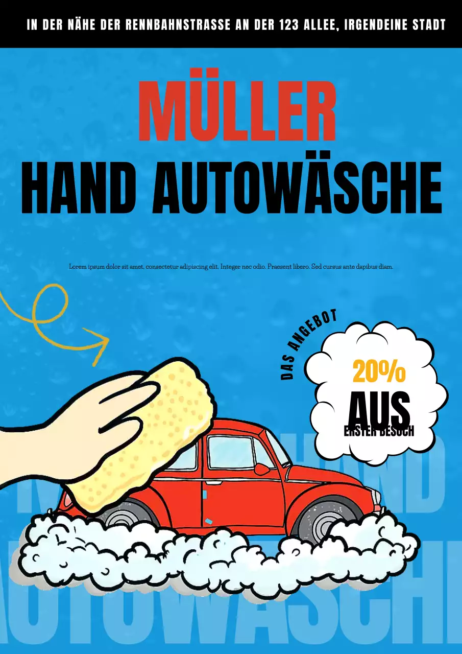 blaue, auffällige Autowaschaktion