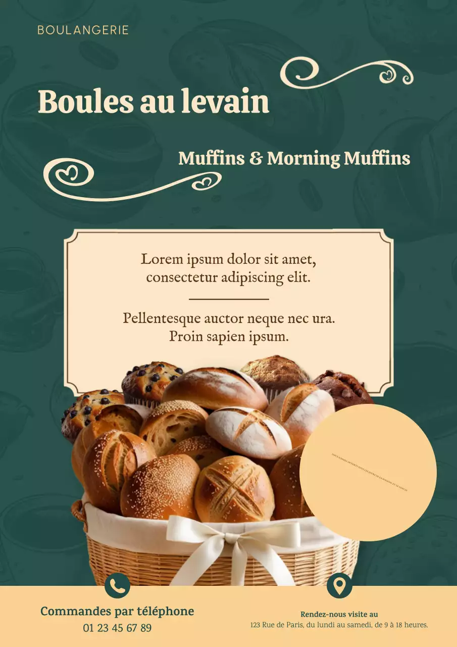Affiche de promotion pour PME locales de boulangerie beige et marron